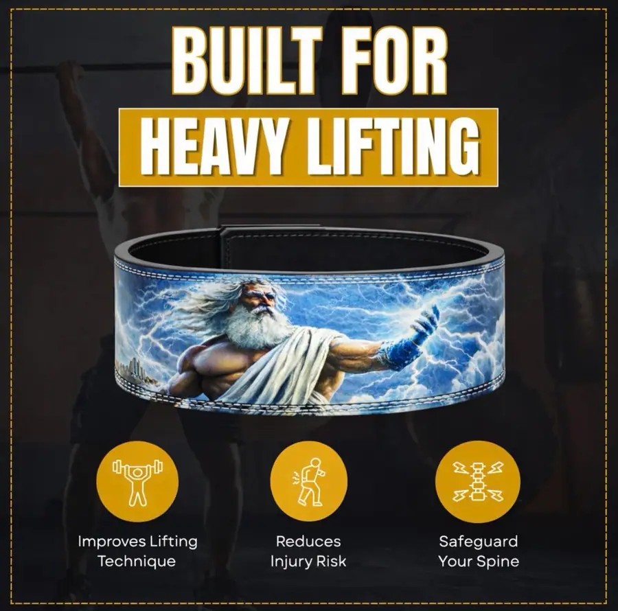 FORGE Zeus lever belt with 10mm thickness, 4-inch width, double stitching, durable buckle, and core support. View 6